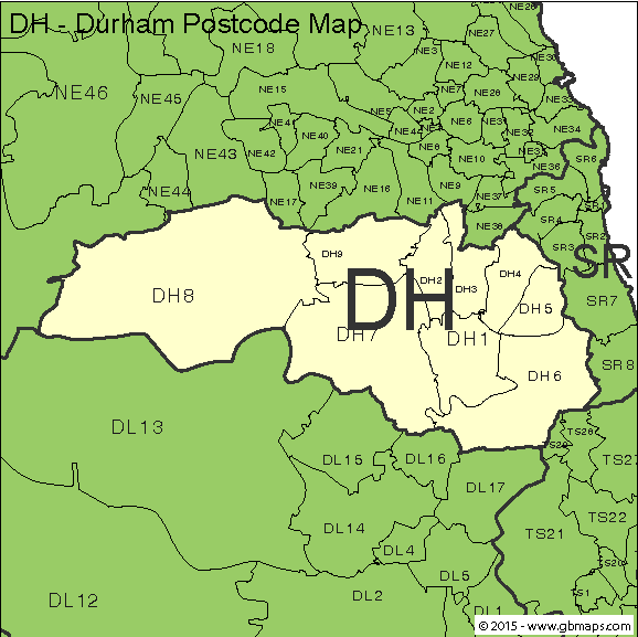 durham postcode district map