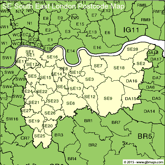Map Of South East London South East London Postcode Area and District Maps in Editable Format