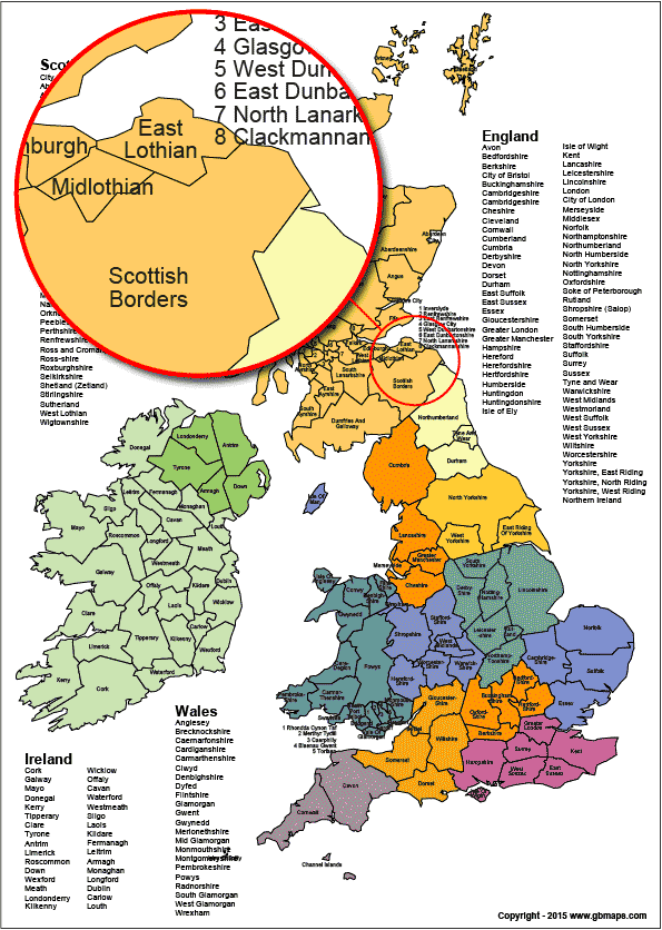 Map Of England Showing Counties Boundaries UK County Boundaries Maps